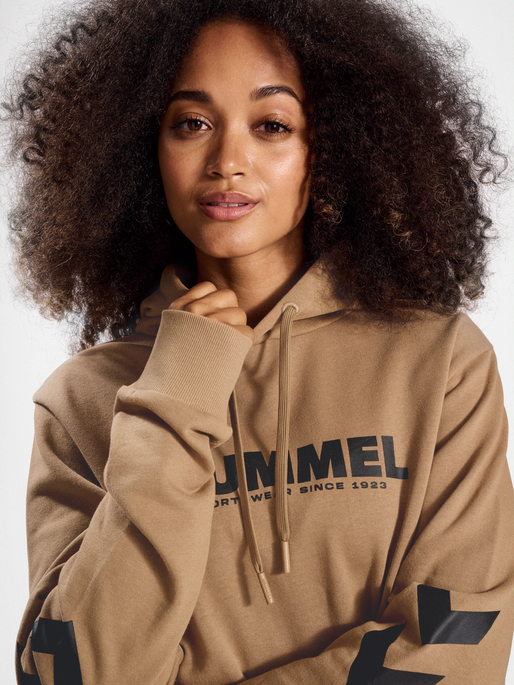 hmlLEGACY LOGO HOODIE, TIGERS EYE, model