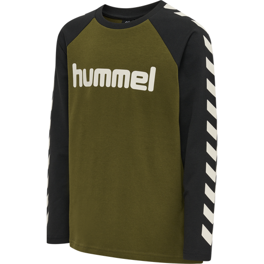 hmlBOYS T-SHIRT L/S, DARK OLIVE, packshot