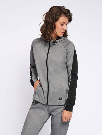 hmlESSI ZIP HOODIE, GREY MELANGE, model