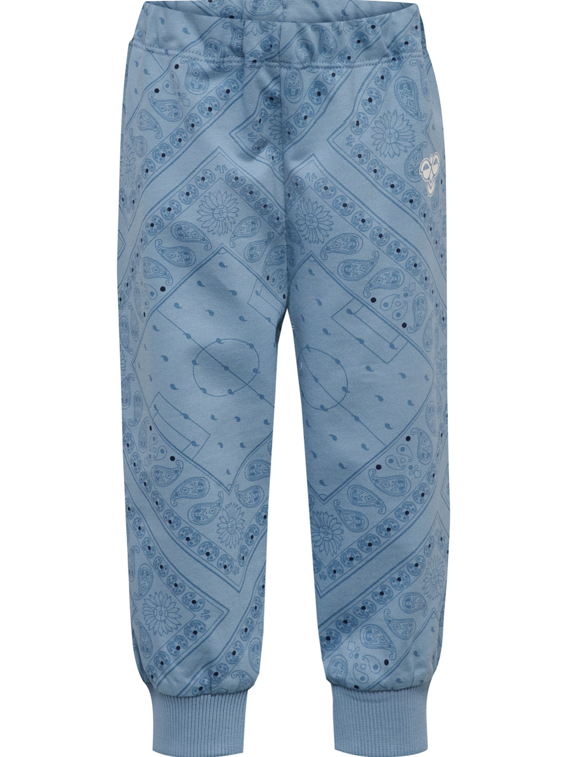 hmlMINI LOOSE PAISLEY AOP PANTS, FADED DENIM, packshot