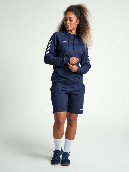 HMLGO COTTON HOODIE WOMAN, MARINE, model