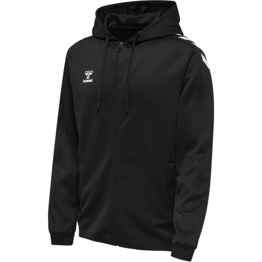 hmlCORE XK POLY ZIP HOOD SWEAT, BLACK/BLACK, packshot
