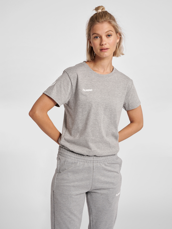 HUMMEL GO COTTON T-SHIRT WOMAN S/S, GREY MELANGE, model