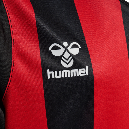 hmlCORE XK STRIPED JERSEY S/S KIDS, BLACK/TRUE RED, packshot