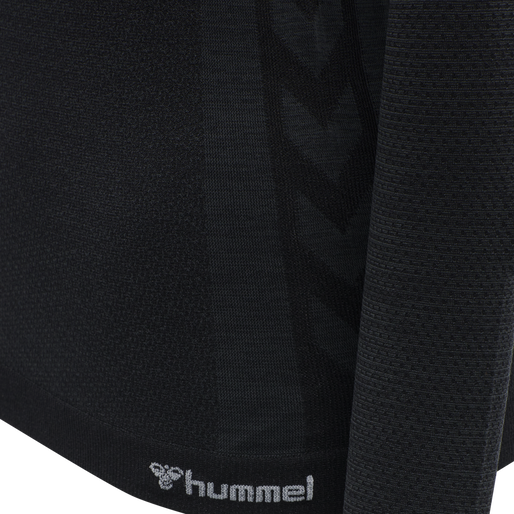 hmlCLEA SEAMLESS T-SHIRT L/S, BLACK MELANGE, packshot