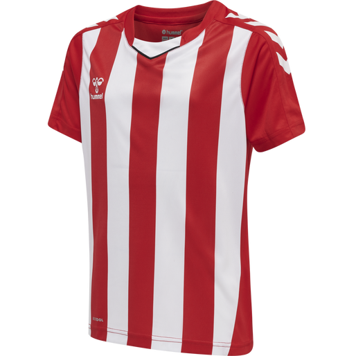hmlCORE XK STRIPED JERSEY S/S KIDS, TRUE RED/WHITE, packshot