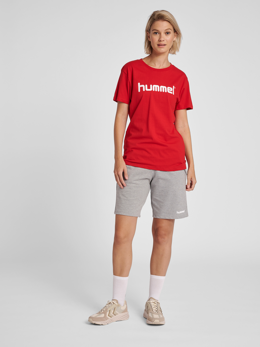HUMMEL GO COTTON LOGO T-SHIRT WOMAN S/S, TRUE RED, model