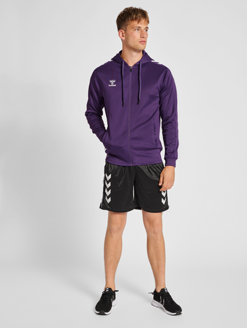 hmlCORE XK POLY ZIP HOOD SWEAT, ACAI, model