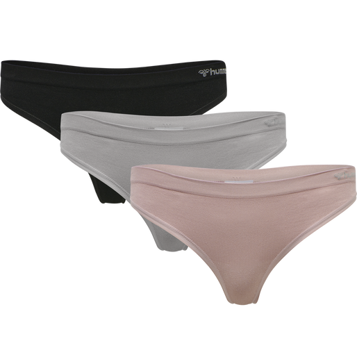 hmlJUNO 3 PACK SEAMLESS THONG, ASH ROSE/BLACK/PALOMA hmlJUNO 3 PACK SEAMLESS THONG, ASH ROSE/BLACK/PALOMA, packshot