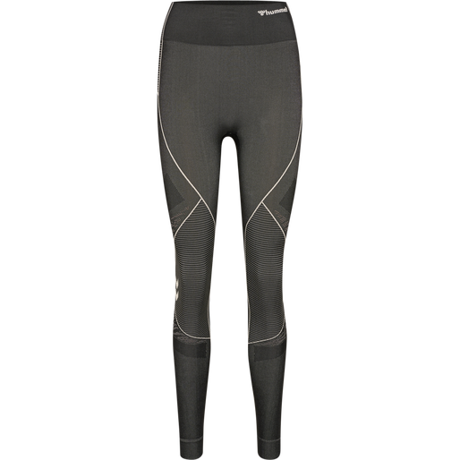hmlMT MILA SEAMLESS MID WAIST TIGHT, BLACK/CHATEAU GREY, packshot