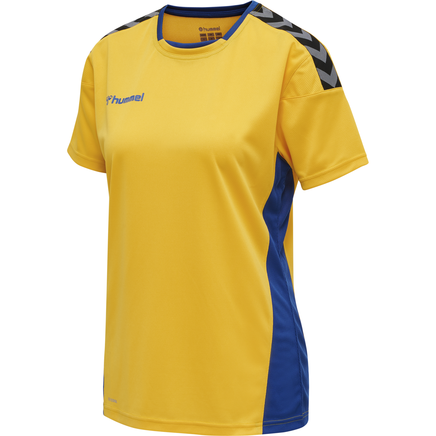 hmlAUTHENTIC POLY JERSEY WOMAN S/S, SPORTS YELLOW/TRUE BLUE, packshot