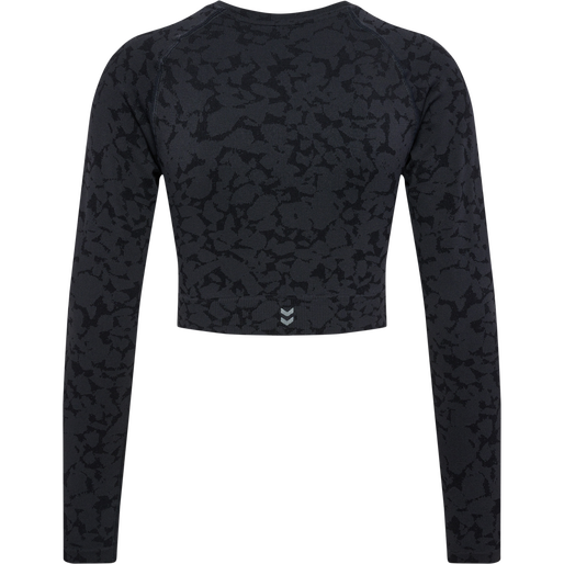 hmlMT PI SEAMLESS CROP T-SHIRT L/S, BLACK, packshot
