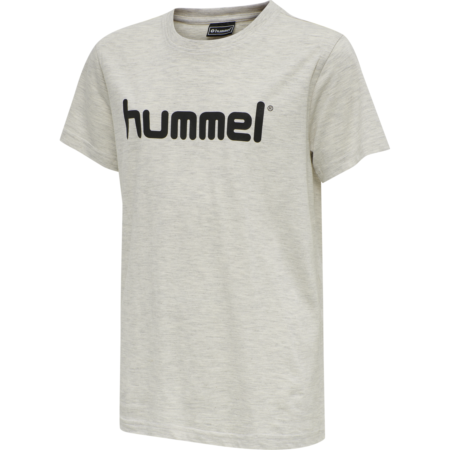 HUMMEL GO KIDS COTTON LOGO T-SHIRT S/S, EGRET MELANGE, packshot