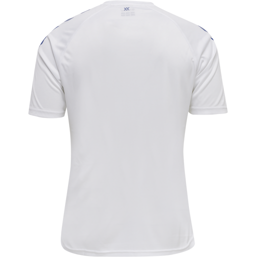 hmlCORE XK CORE POLY T-SHIRT S/S, WHITE/TRUE BLUE, packshot
