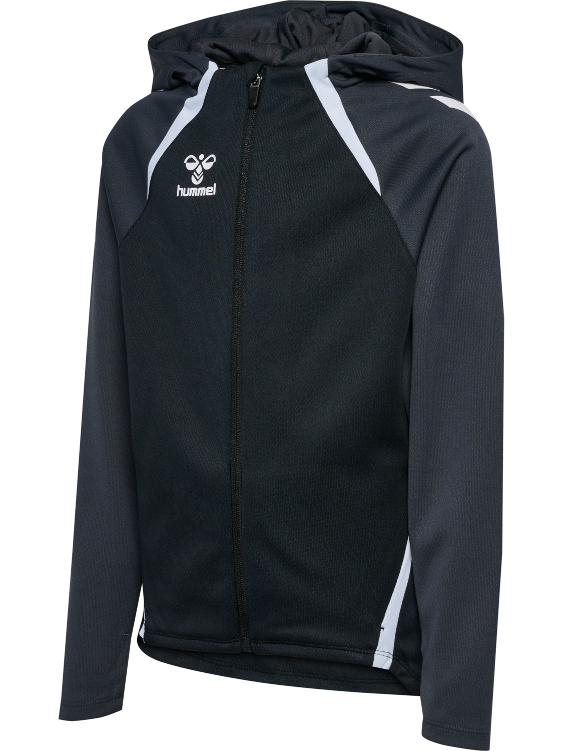 hmlLEAD 2.0 ZIP HOODIE KIDS, BLACK/ASPHALT, packshot