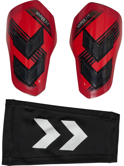 hmlSHIN GUARDS HYPER FIT, POPPY RED/TRANSPARENT, packshot
