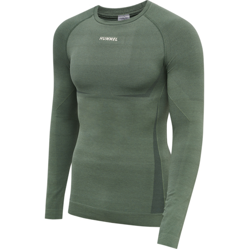 hmlTE MIKE SEAMLESS T-SHIRT L/S, LAUREL WREATH/LILY PAD MELANGE, packshot