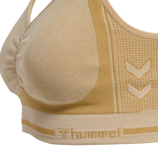 hmlMT LULU SEAMLESS SCRUNCH BRA, CURDS & WHEY MELANGE, packshot