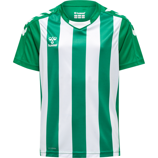 hmlCORE XK STRIPED JERSEY S/S KIDS, JELLY BEAN/WHITE, packshot