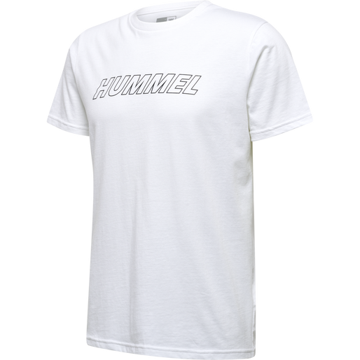 hmlTE CALLUM COTTON T-SHIRT, WHITE/ASPHALT, packshot