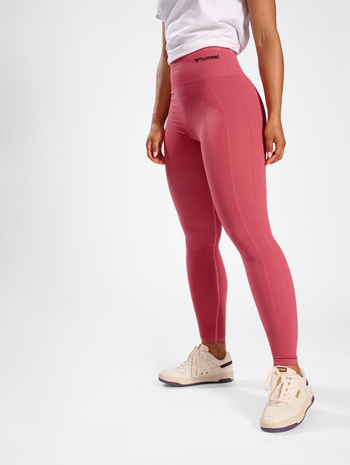 hmlTIF SEAMLESS HIGH WAIST TIGHTS, MINERAL RED, model