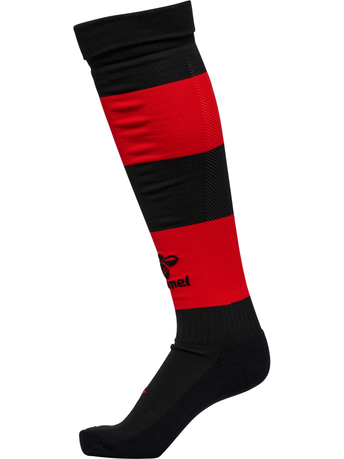 hmlESSENTIAL STRIPE FOOTBALL SOCKS, BLACK/TRUE RED, packshot