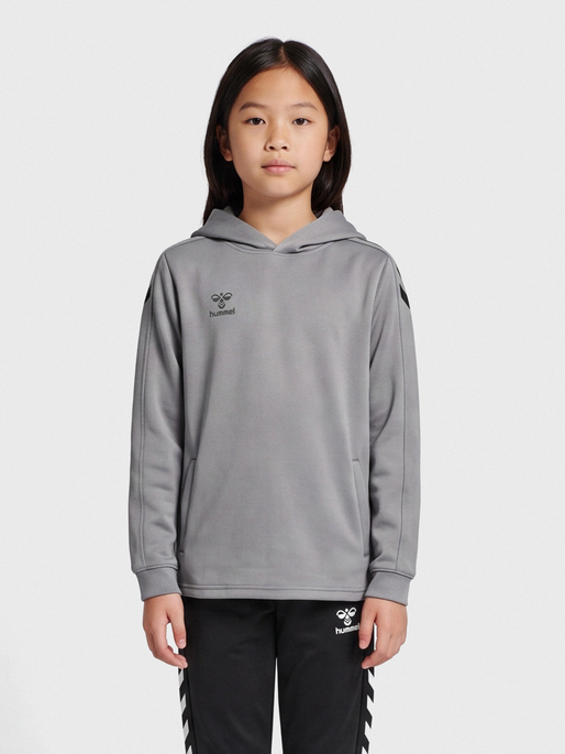 hmlCORE XK POLY KIDS SWEAT HOODIE, GREY MELANGE, model