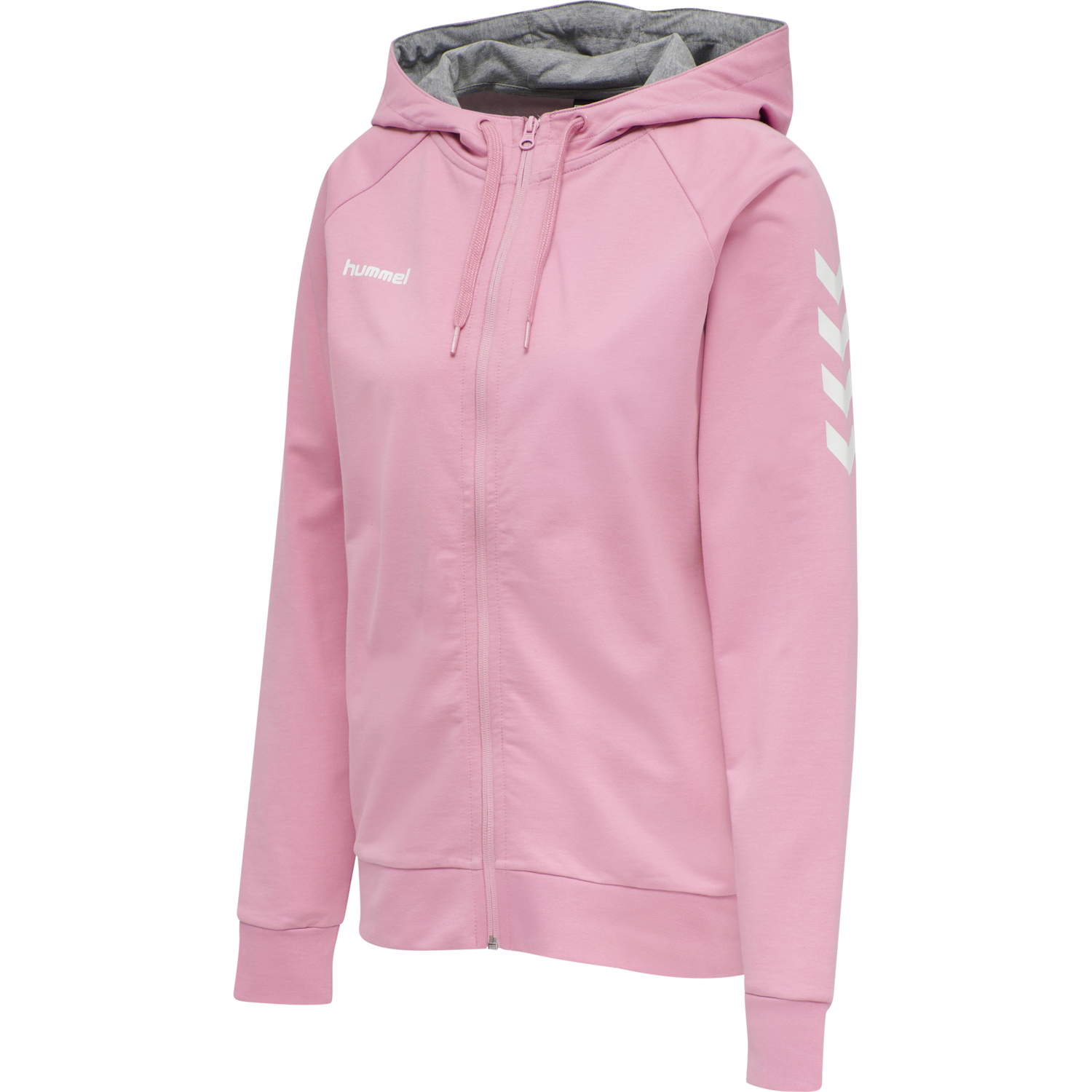 HUMMEL GO COTTON ZIP HOODIE WOMAN, COTTON CANDY, packshot
