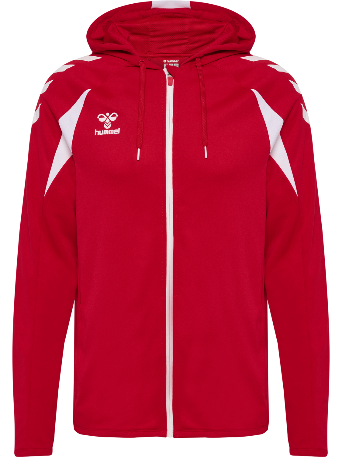 hmlCORE 2.0 ZIP HOODIE, TRUE RED/WHITE, packshot