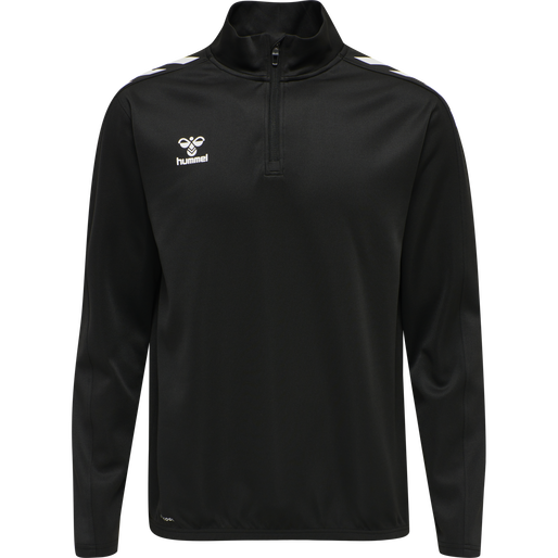 hmlCORE XK HALF ZIP POLY SWEAT, BLACK/BLACK, packshot