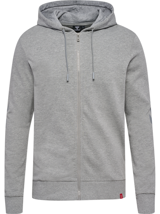 hmlLEGACY ZIP HOODIE, GREY MELANGE, packshot