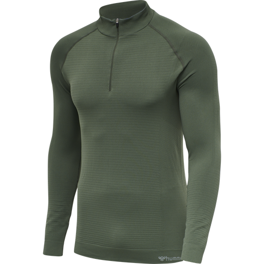 hmlSTROKE SEAMLESS HALF ZIP, THYME, packshot