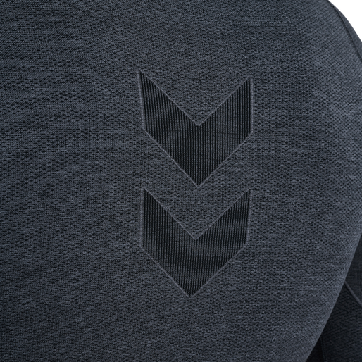 hmlTE MIKE SEAMLESS T-SHIRT L/S, BLACK/ASPHALT MELANGE, packshot