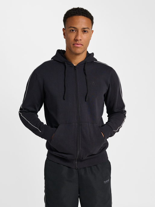 hmlPULSE PIPING ZIP HOODIE, BLACK, model
