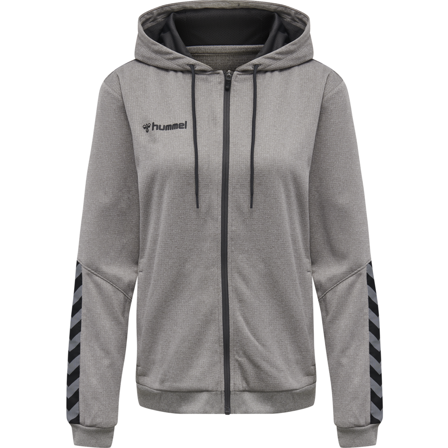 hmlAUTHENTIC POLY ZIP HOODIE WOMAN, GREY MELANGE, packshot