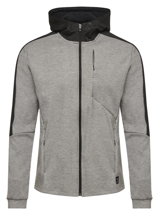 hmlTROPPER ZIP HOODIE, GREY MELANGE, packshot