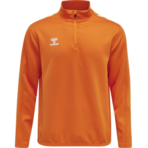 hmlCORE XK HALF ZIP POLY SWEAT, ORANGE TIGER, packshot