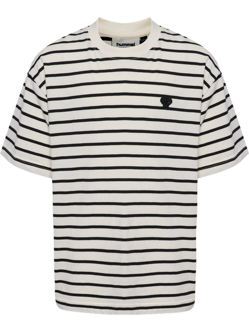 hmlJR LOOSE STRIPED T-SHIRT S/S BEE, TOFU hmlJR LOOSE STRIPED T-SHIRT S/S BEE, TOFU, packshot