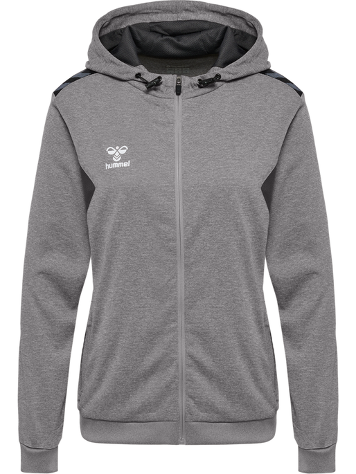 hmlAUTHENTIC PL ZIP HOODIE WOMAN, GREY MELANGE, packshot