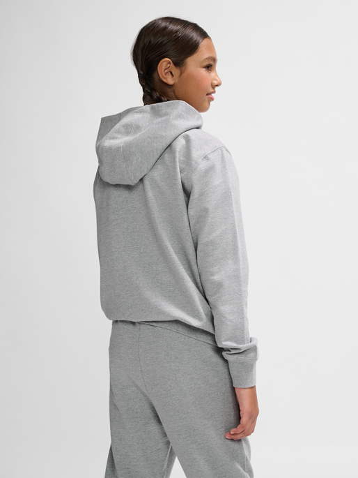 hmlGO 2.0 ZIP HOODIE KIDS, GREY MELANGE, model