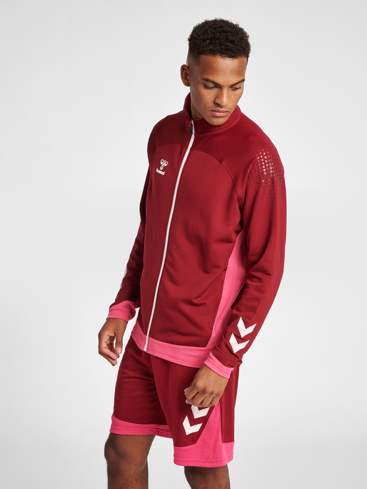 hmlLEAD POLY ZIP JACKET, BIKING RED, model