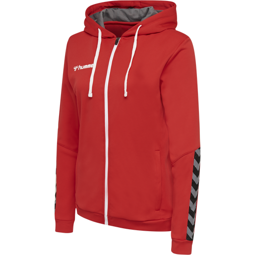 hmlAUTHENTIC POLY ZIP HOODIE WOMAN, TRUE RED, packshot