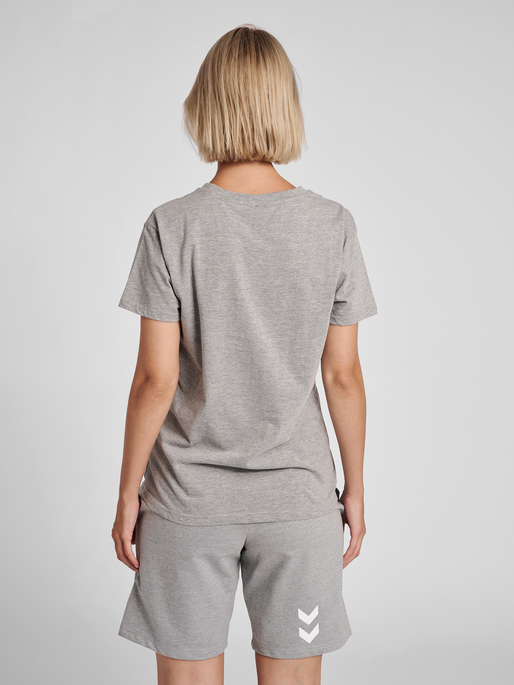 HUMMEL GO COTTON LOGO T-SHIRT WOMAN S/S, GREY MELANGE, model