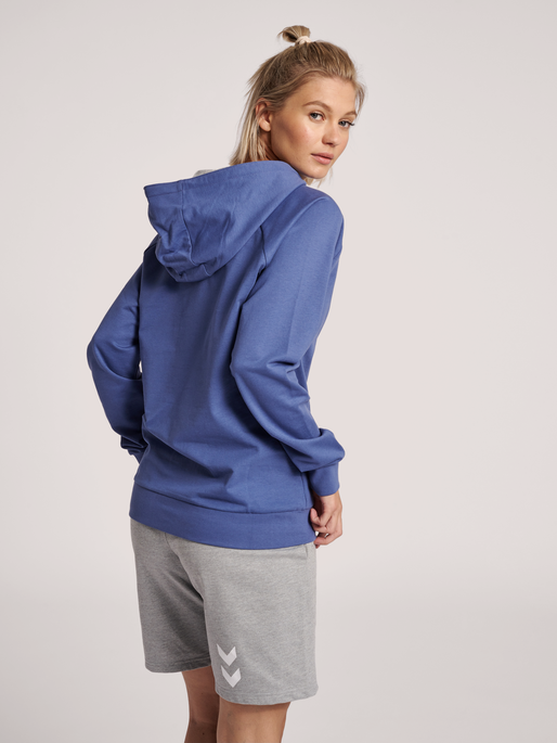 HUMMEL GO COTTON LOGO HOODIE WOMAN, !BIJOU BLUE, model