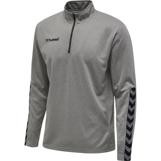 hmlAUTHENTIC KIDS HALF ZIP SWEATSHI, GREY MELANGE, packshot