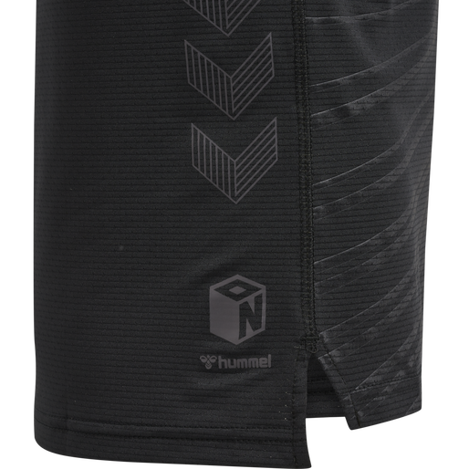 hmlONGRID POLY TEE S/S KIDS, JET BLACK/FORGED IRON, packshot