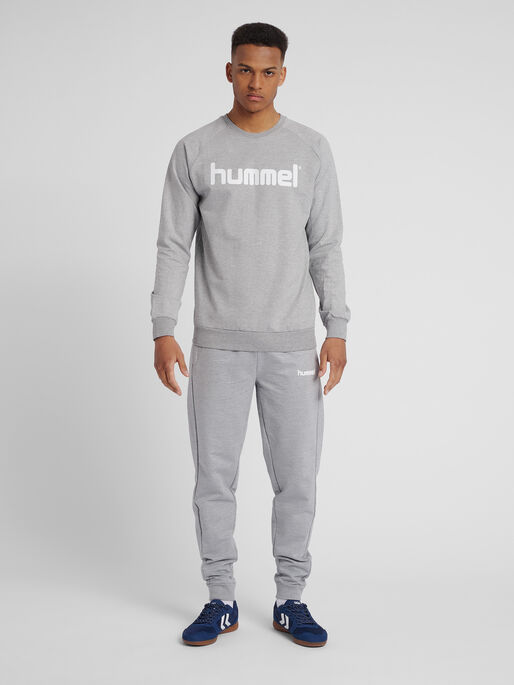 HMLGO COTTON LOGO SWEATSHIRT, GREY MELANGE, model