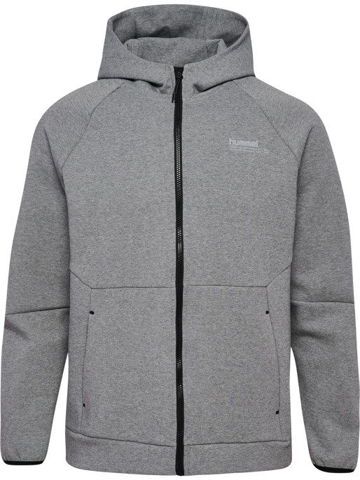 hmlTECH FLEECE REGULAR ZIP HOODIE, GREY MELANGE, packshot