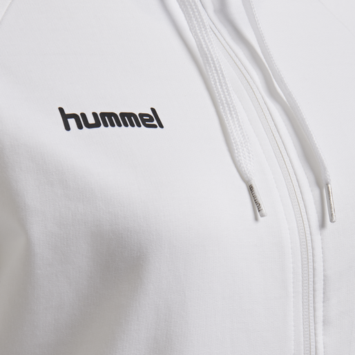 HUMMEL GO COTTON ZIP HOODIE WOMAN, WHITE, packshot