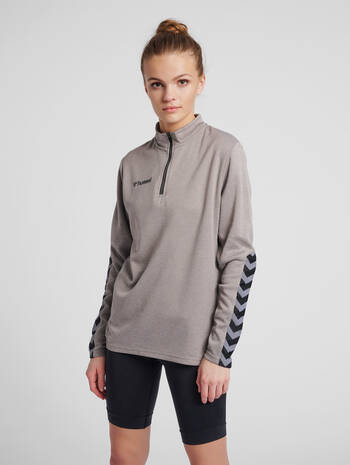 hmlAUTHENTIC HALF ZIP SWEATSHIRT WOMAN, GREY MELANGE, model